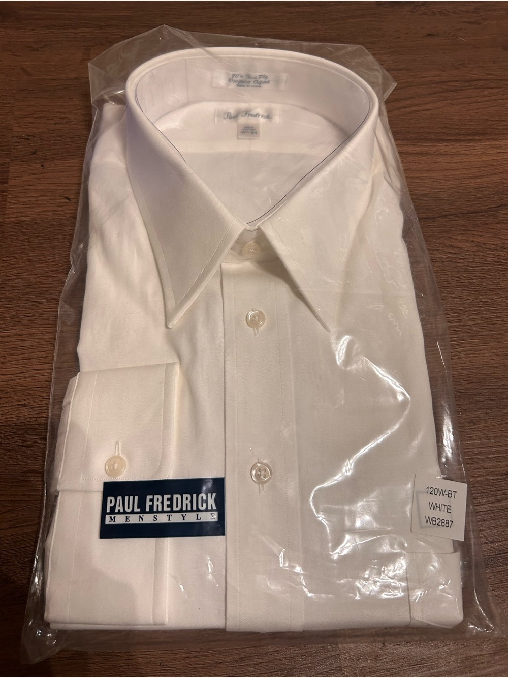 Paul Fredrick Men's White Dress Shirt - Classic Point Collar